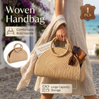 Khaki Half Moon Woven Straw Handbag Tote