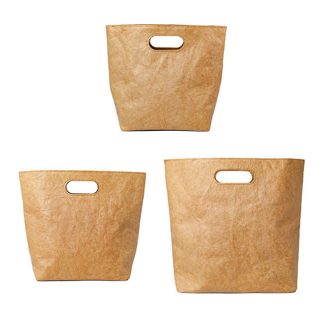 Washable Kraft Style Paper Tote Bag Built In Handle