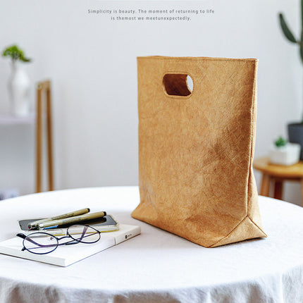 Washable Kraft Style Paper Tote Bag Built In Handle
