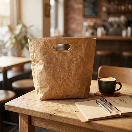 Washable Kraft Style Paper Tote Bag Built In Handle
