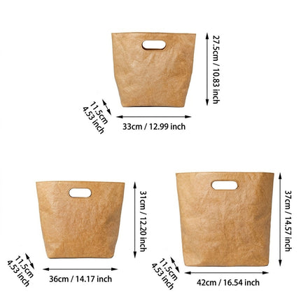 Washable Kraft Style Paper Tote Bag Built In Handle