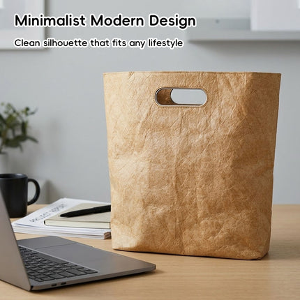 Washable Kraft Style Paper Tote Bag Built In Handle