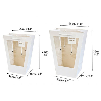 White Window Flower Gift Bags 10 Pack 2 Sizes