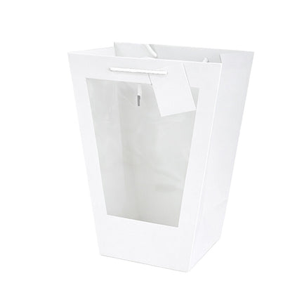 White Window Flower Gift Bags 10 Pack 2 Sizes