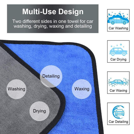 4pcs Car Wash Towels Double Sided Cleaning Wipe Microfiber Cloths Auto Detailing