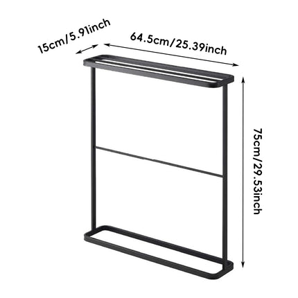 Freestanding Bathroom Towel Rack Metal 64.5x15x75cm Black/White Space Saving