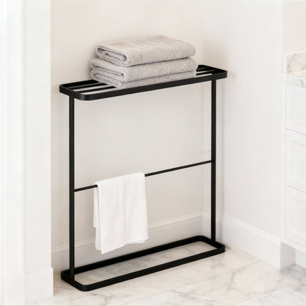 Freestanding Bathroom Towel Rack Metal 64.5x15x75cm Black/White Space Saving