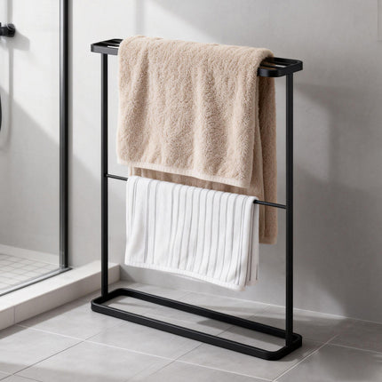 Freestanding Bathroom Towel Rack Metal 64.5x15x75cm Black/White Space Saving