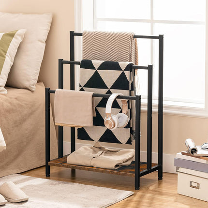 3 Bar Metal Towel Storage Rack 40x28x80.3cm Durable for Bathroom Bedroom Use