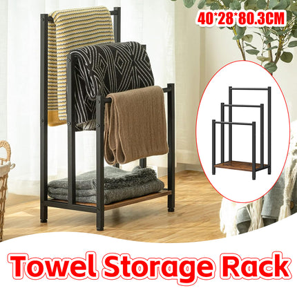 3 Bar Metal Towel Storage Rack 40x28x80.3cm Durable for Bathroom Bedroom Use