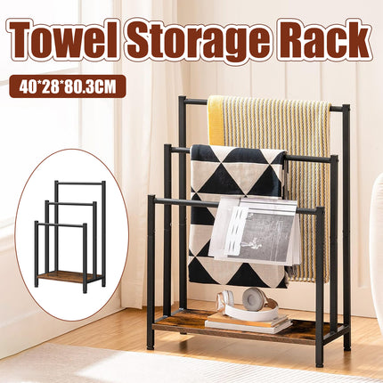3 Bar Metal Towel Storage Rack 40x28x80.3cm Durable for Bathroom Bedroom Use