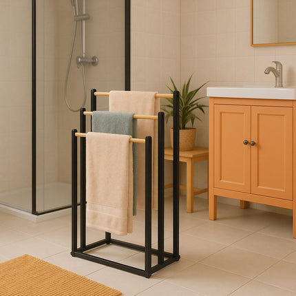 3 Bar Vertical Floor-Standing Towel Rack 45x21x86cm Durable for Bathroom Bedroom
