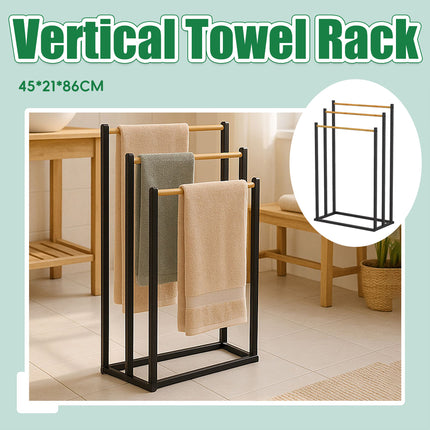 3 Bar Vertical Floor-Standing Towel Rack 45x21x86cm Durable for Bathroom Bedroom