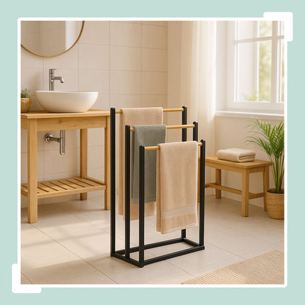 3 Bar Vertical Floor-Standing Towel Rack 45x21x86cm Durable for Bathroom Bedroom