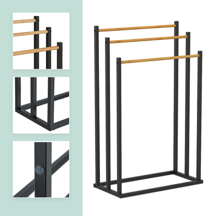 3 Bar Vertical Floor-Standing Towel Rack 45x21x86cm Durable for Bathroom Bedroom