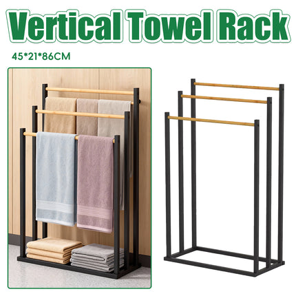 3 Bar Vertical Floor-Standing Towel Rack 45x21x86cm Durable for Bathroom Bedroom