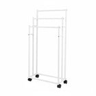 3 Bar Moveable Metal Rack with Wheels Durable Space Saving for Bathroom Bedroom