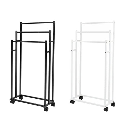 3 Bar Moveable Metal Rack with Wheels Durable Space Saving for Bathroom Bedroom