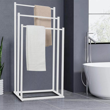 3 Tier Metal Towel Rack Freestanding 3 Bars Drying Shelf Holder Stand Organizer