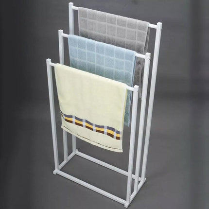 3 Tier Metal Towel Rack Freestanding 3 Bars Drying Shelf Holder Stand Organizer
