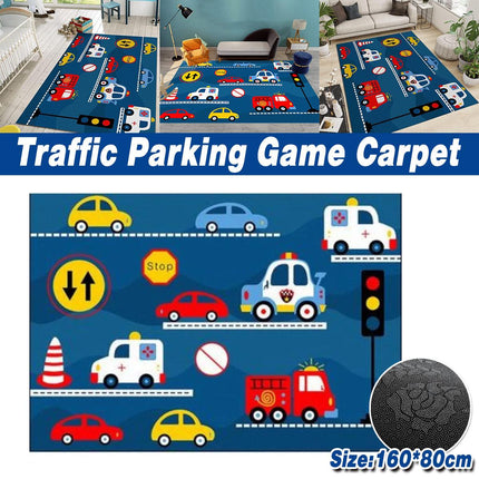 Cartoon Traffic Play Mat Kids Room Rug Car Track Game Floor Carpet Non Slip