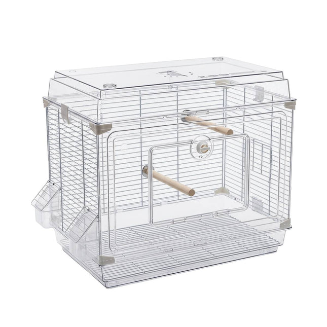 Transparent Bird Cage Large Parrot Villa with Perches and Food Bowls