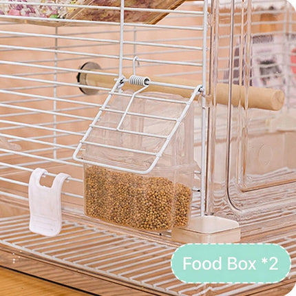 Extra Large Transparent Bird Cage Panoramic Parrot Villa with Perches Bowls