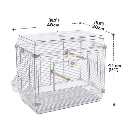 Extra Large Transparent Bird Cage Panoramic Parrot Villa with Perches Bowls