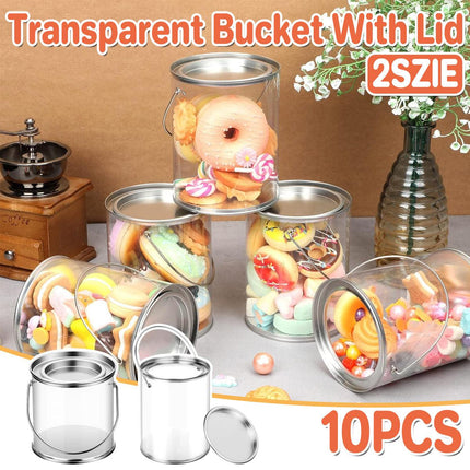 10pcs Cylinder Box with Iron Lid Round Bucket Candy Jar Storage Container