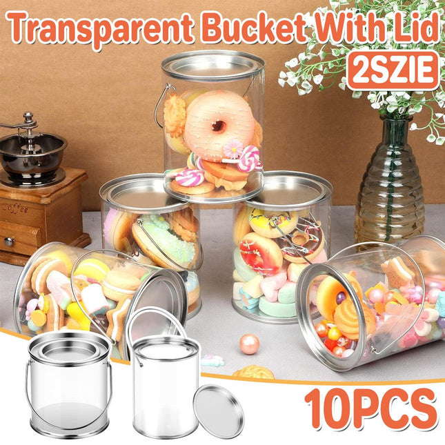 10pcs Cylinder Box with Iron Lid Round Bucket Candy Jar Storage Container