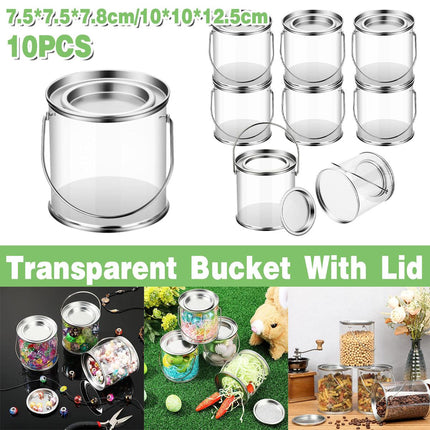 10pcs Cylinder Box with Iron Lid Round Bucket Candy Jar Storage Container
