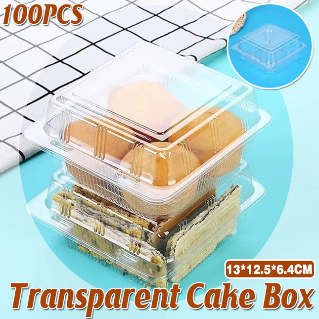 100PCS Transparent Pastry Box Hamburger Cake Box Bakery Packaging Container