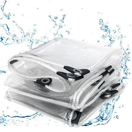 Clear PVC Tarpaulin Tarp With Grommets Heavy Duty Waterproof Patio Ground Cover