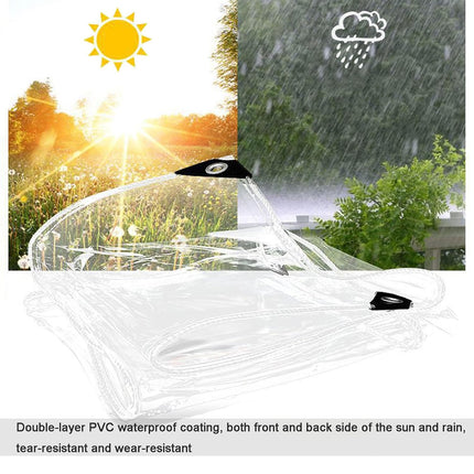 Clear PVC Tarpaulin Tarp With Grommets Heavy Duty Waterproof Patio Ground Cover