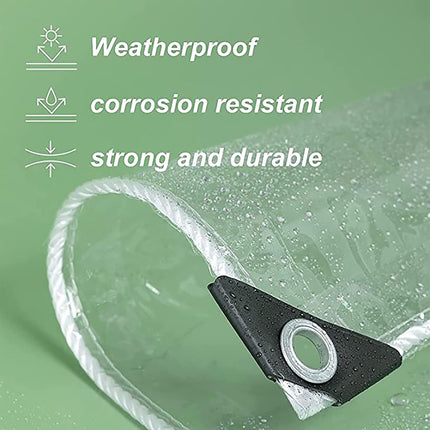 Clear PVC Tarpaulin Tarp With Grommets Heavy Duty Waterproof Patio Ground Cover