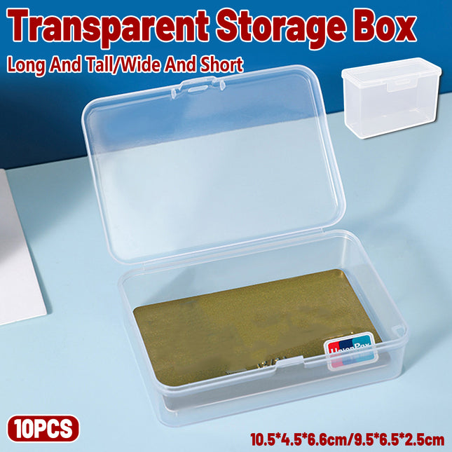 10PCS Card Storage Box Transparent Plastic Holder ID Business Card Organizer