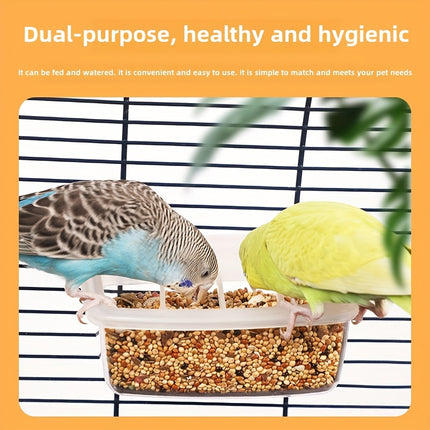 Clear Bird Feeder Box Parrot Food Dispenser Cage Sink Container Hanging Supplies