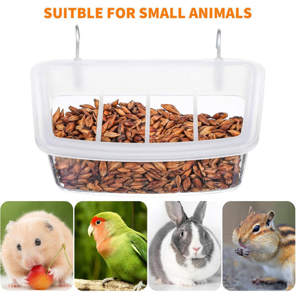 Clear Bird Feeder Box Parrot Food Dispenser Cage Sink Container Hanging Supplies