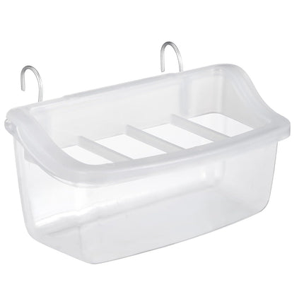 Clear Bird Feeder Box Parrot Food Dispenser Cage Sink Container Hanging Supplies