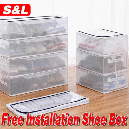Visible Dustproof Transparent Storage Box Home Organizer for Clothes Toys Shoes