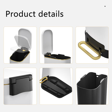 10L Stainless Steel Pedal Trash Can Hands Free Anti Odor Easy Clean Waste Bin