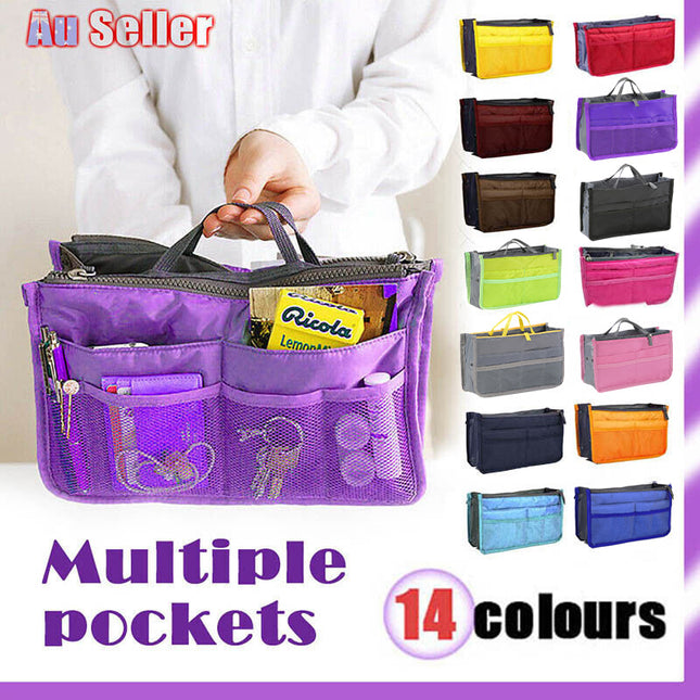 Handbag Insert Organiser Bag Travel Makeup Purse Wallet Pouch Women Multi Pocket