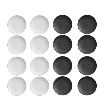 16 Piece Round Dinner Plate Set 10 Inch Black White Textured Serving Plates