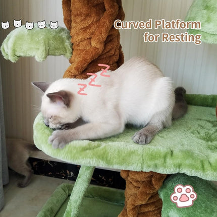 Wooden Cat Tree with Condo Cat Scratching Post All in One Non Slip for Cats Play