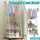 Clothes Drying Rack Floor Standing Coat Hanger V Belt Wheel Style for Bedroom