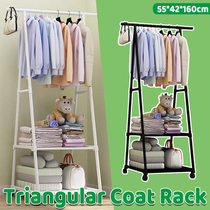 Floor Standing Thickened Triangle Coat Rack Clothes Drying Stable Space Saving