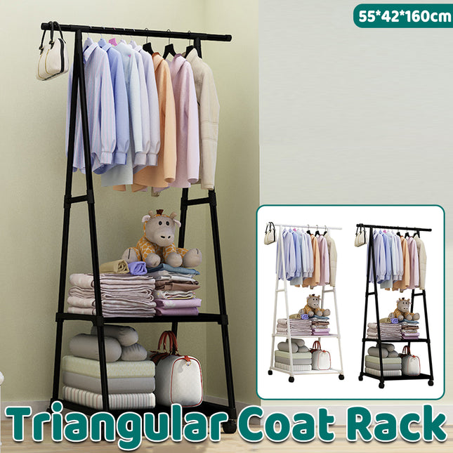 Floor Standing Thickened Triangle Coat Rack Clothes Drying Stable Space Saving