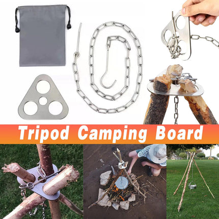 Outdoor Bonfire Rack Hanging Pot Picnic Fire Stand Stainless Steel Portable Foldable Tripod