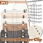 2PCS 6-Tier Pants Hanger Closet Organizer Skirt Hangers with Clips Space Saving