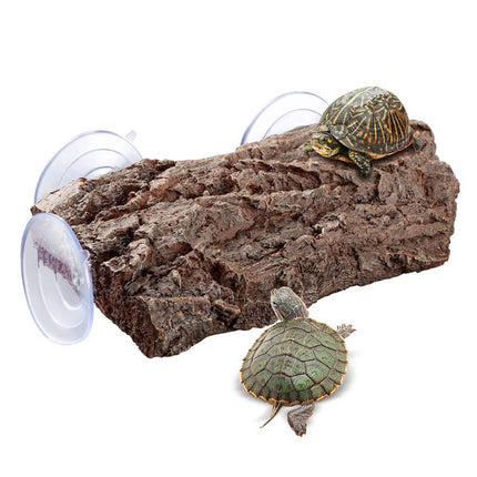 Reptile Turtle Basking Platform Resin Bark Climbing Terrace Suction Cup Tank